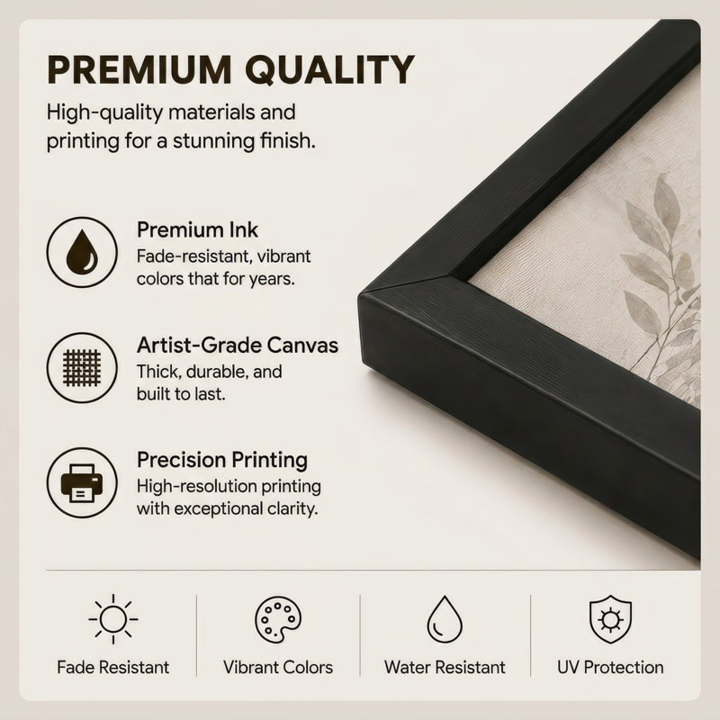 Toile noire encadrée en bois noir pour le salon, la chambre à coucher, le bureau ou le vestibule - décoration murale décorative avec port éclairé par la lune