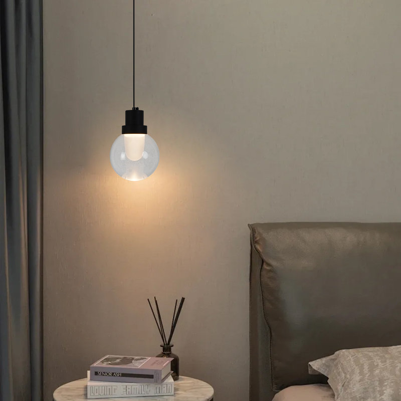 1-light Clear Mini Sphere Pendant Light Transparent Creative Globe Pendant Light