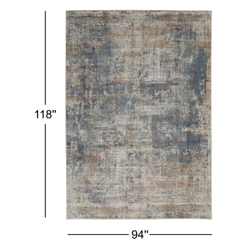 Adda Abstract Blue/Gray Area Rug, Rectangle 7'10" x 9'10"