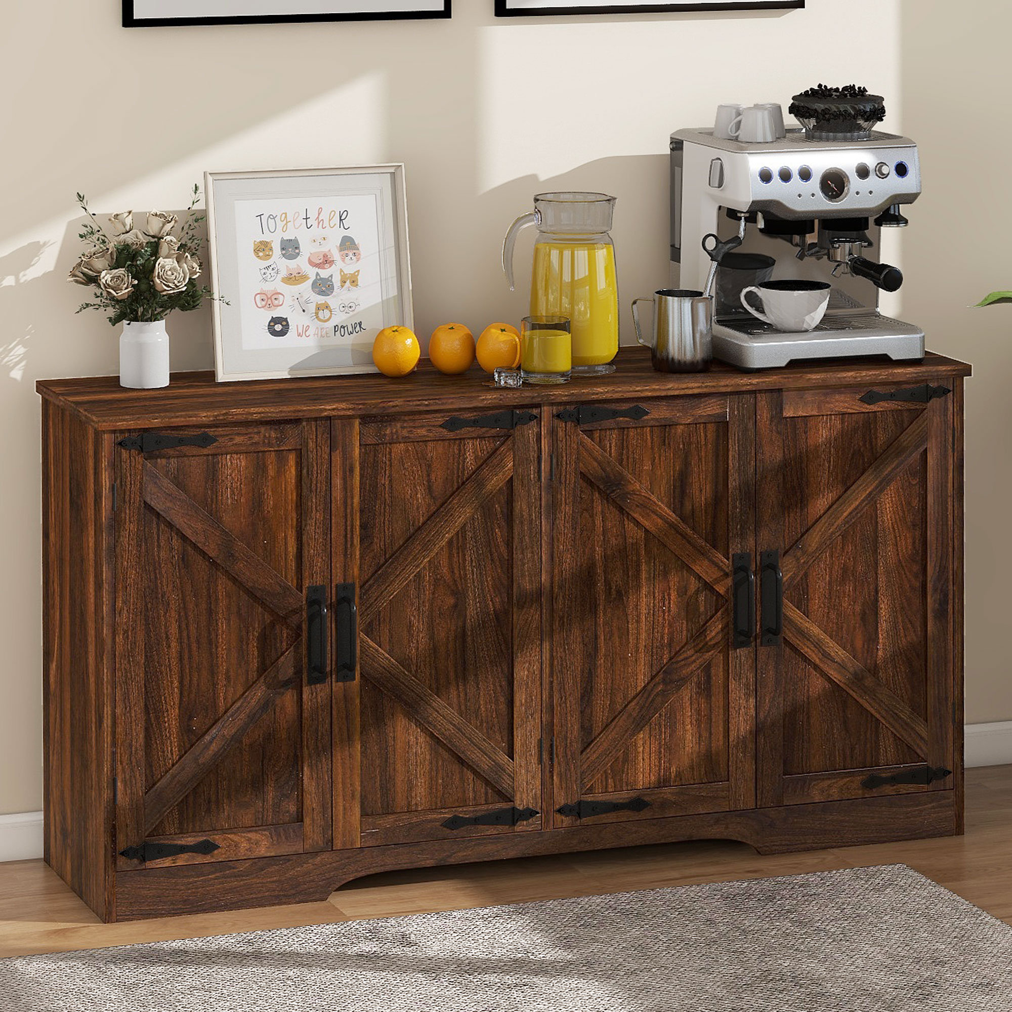 Gracie Oaks Yolande 62.2" Farmhouse Sideboard Buffet