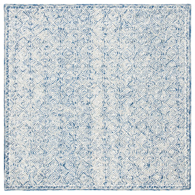 Basham Geometric Handmade Tufted Wool Navy/Cream Area Rug
