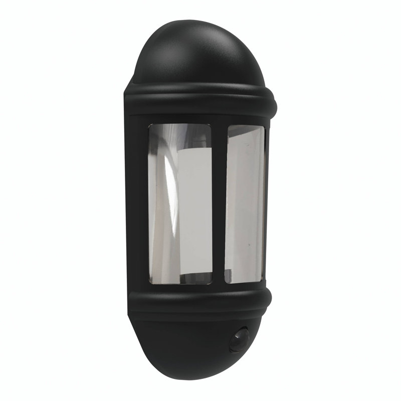 Outdoor Half Wall Lantern (Black) 400lm Warm Light IP65 Rated LED Integrated 8W Motion Sensor Exterior Wall Lamp - 4L2/3417