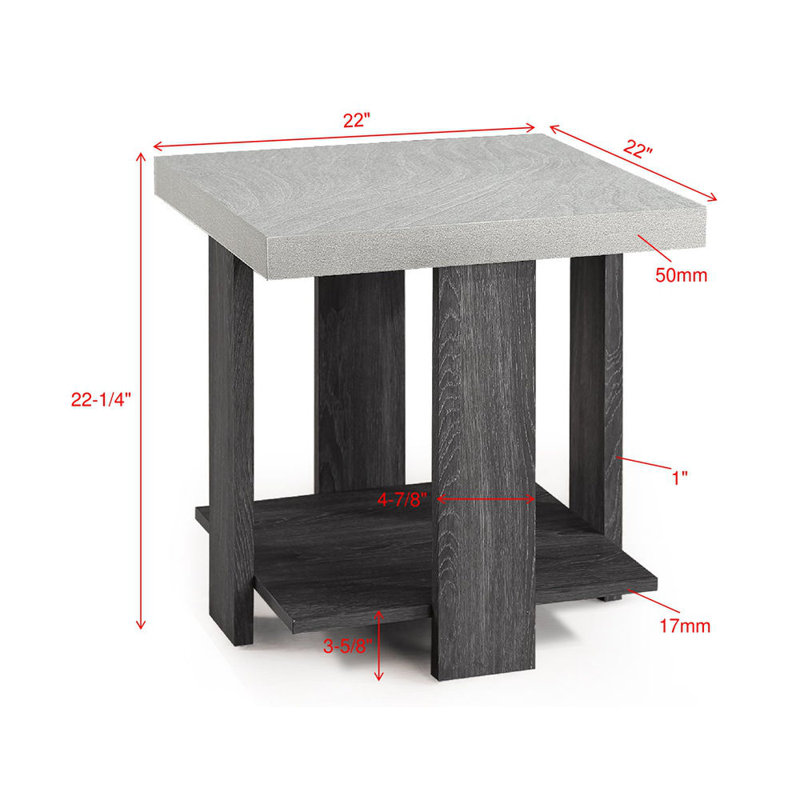 Ensemble de salon gris 3 pièces avec table basse et deux tables de bout assorties