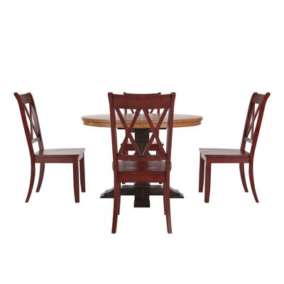 Sloan 45" Round Solid Wood Top Dining Set With X-Back Chairs - 5-Piece, Base Table And Chairs