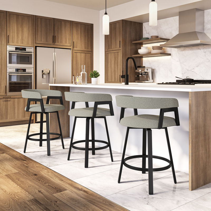 Tabouret de bar et de comptoir pivotant Culpepper, Tabouret de comptoir (siège d'une hauteur de 25 p, Beige clair / gris
