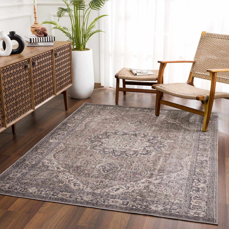Bria Machine Washable Oriental Dusty Sage/Olive Area Rug