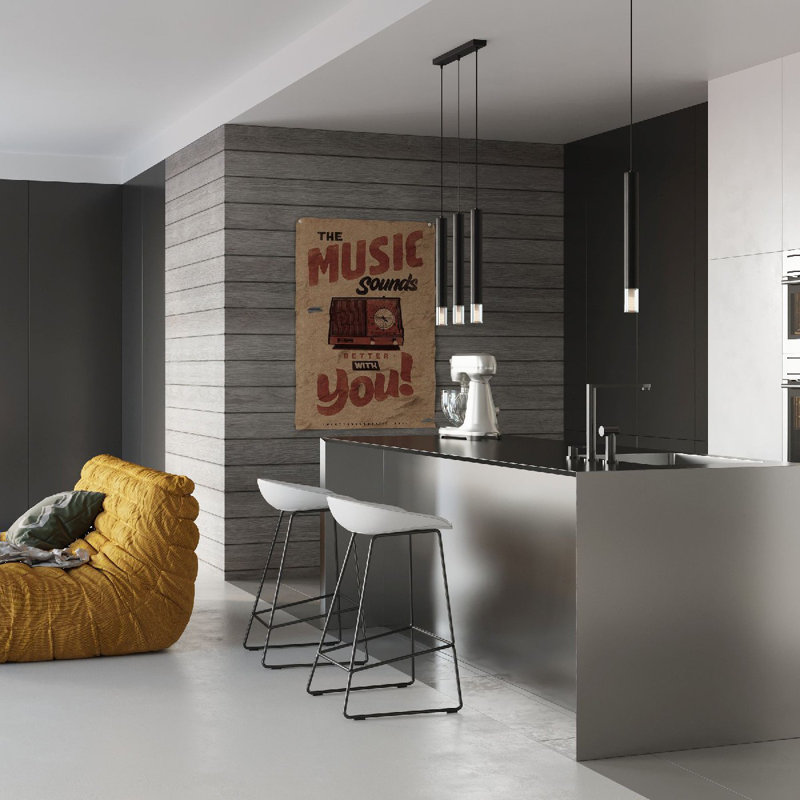Aliezah 3 - Light Kitchen Island Pendant, Czarny