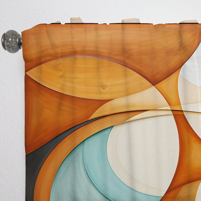 Rideau obscurcissant orange Mid Century, L 52 po x L 90 po