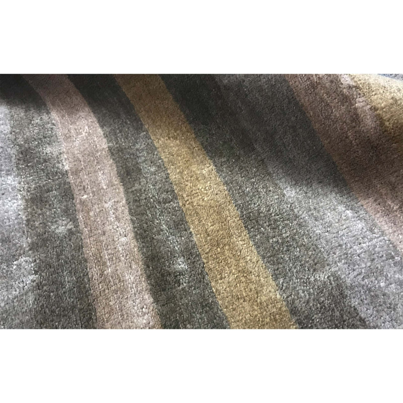 Ecco Gabeh Wool Striped Area Rug in Olive/Gray, Rectangle 7'9" x 9'9"