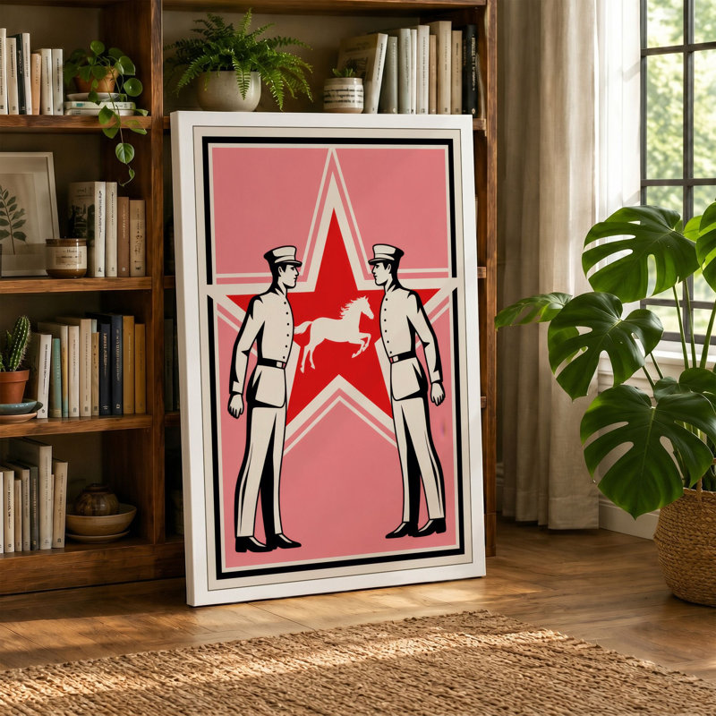 Red Star Authority Retro - Wrapped Canvas, 24x16 - 61.0 x 40.6 cm, Cream Border