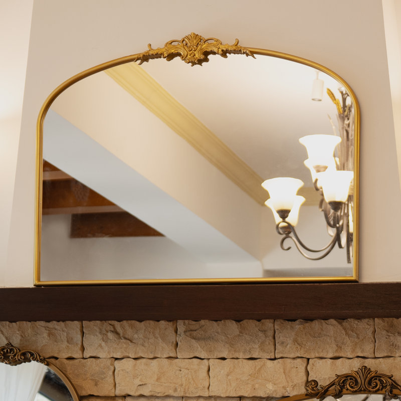 Vintage Gold Arched Wall Mirror, 30" x 40" 