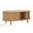 Wooden Oval Fluted Coffee Table With Charging Station, Mid-Century Center Table With Sliding Tambour Door
