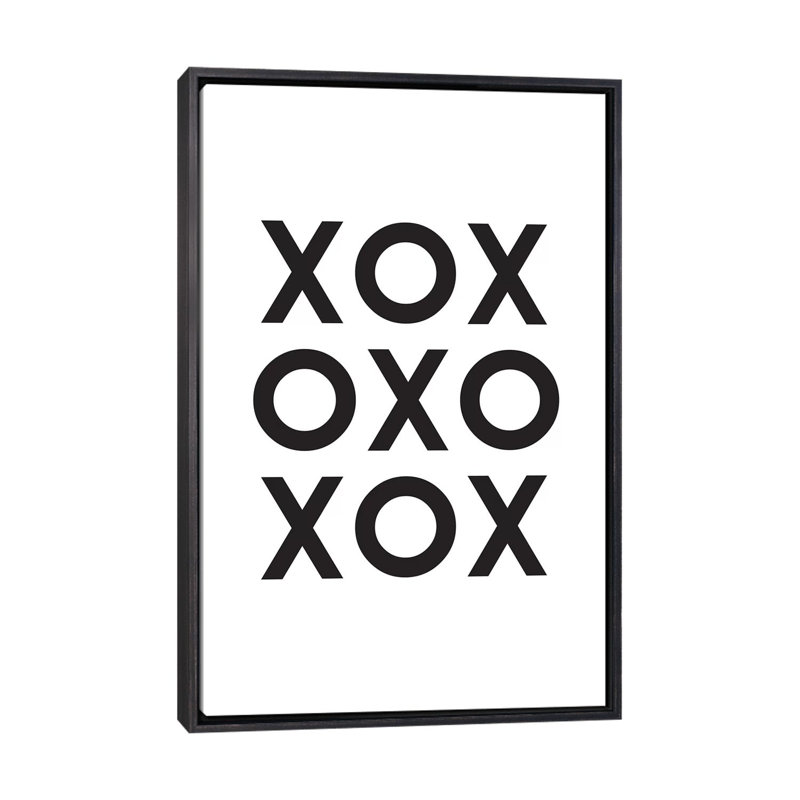 Xox - reproduction d'impression, Pas de tapis, Toile avec cadre noir patiné, H 40 po x l 26 po x P 1,5 po