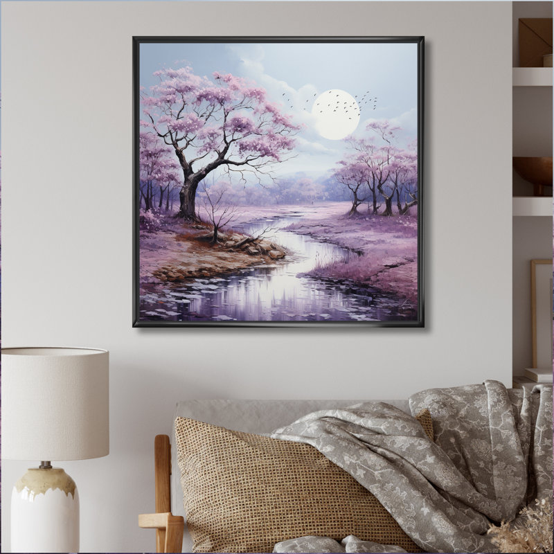 " Meadow Contemplative Landscape Pointillism II ", Black Floater Framed, 30" H x 30" W x 1" D