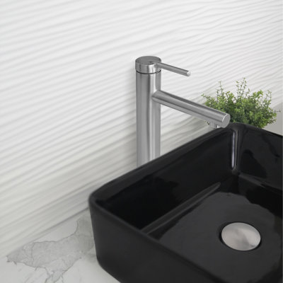 Stylish Single-Handle 11" Brushed Stainless Steel Bathroom Faucet