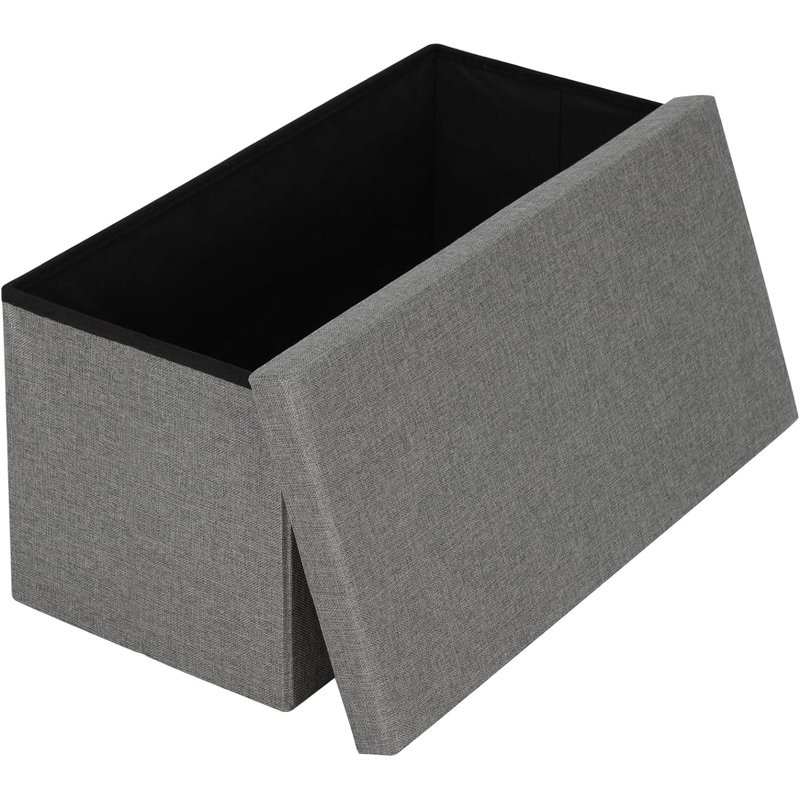 Phabian Foam Padding Upholstered Storage Bench, 37cm H x 76cm W x 38cm D, Grey/Brown/Blue