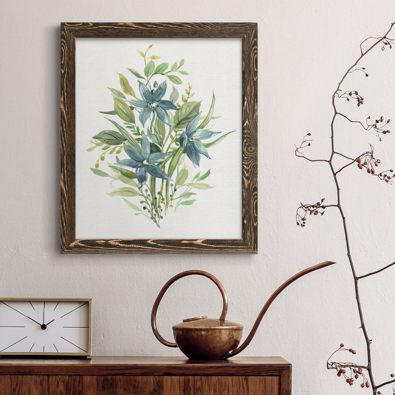 «Greenery I» - Peinture sur toile encadrée, Noyer, H 44 po x l 31 po x P 1 po