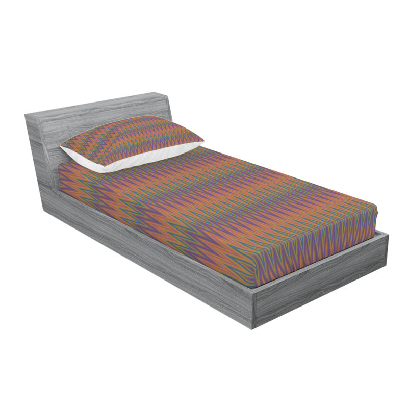 Microfiber Chevron Fitted Sheet, Twin XL Fitted Sheet with 1 Pillowcase