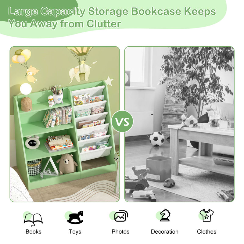 Standard Bookcase, (4 Shelves) 80cm H x 90cm W x 40cm D, Green