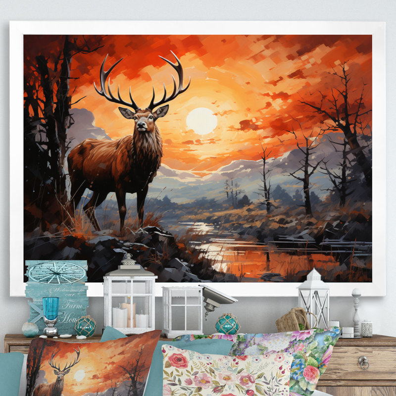 Deer Bold Silhouette - Animals Canvas Prints, H 24 po x l 32 po x P 1 po, Cadre simple blanc