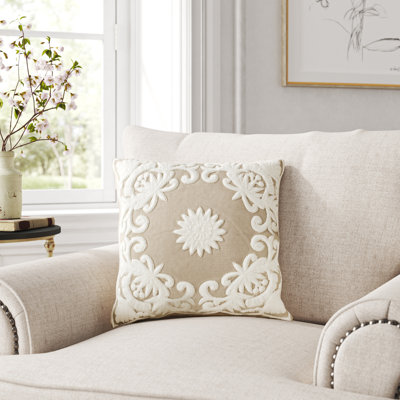 Kreutzer Embroidered Cotton Throw Pillow