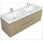 Meuble-lavabo flottant 60 po avec lavabo, meuble-lavabo mural moderne 60 po avec lavabo double en résine et tiroirs à fermeture en douceur, chêne naturel 24V11-60DNO-1392656178