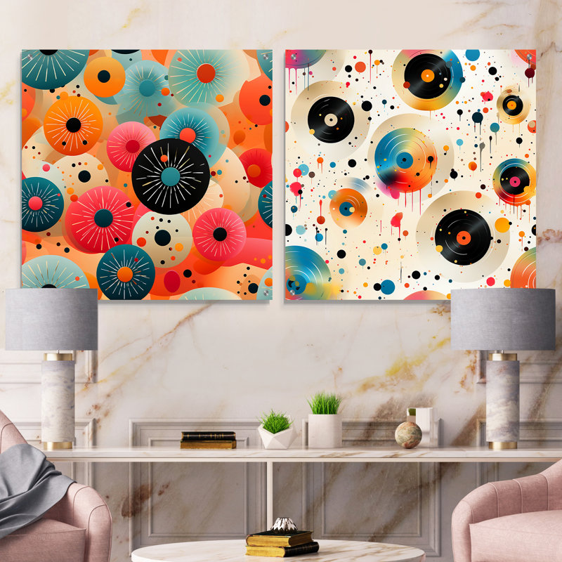 Corrielus - Ensemble de 2 verres muraux abstraits en acrylique Mid-Century, H 16 po x l 33 po