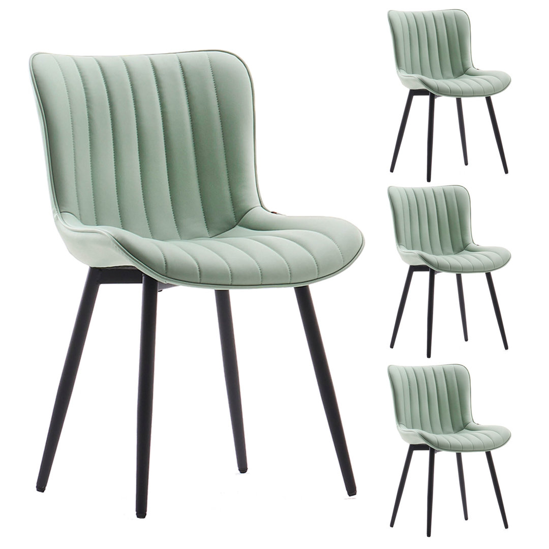 Heitger Faux Leather Upholstered Side Chairs Modern Wingback Dining Chairs with Metal Legs (Set of 4) George Oliver Upholstery 