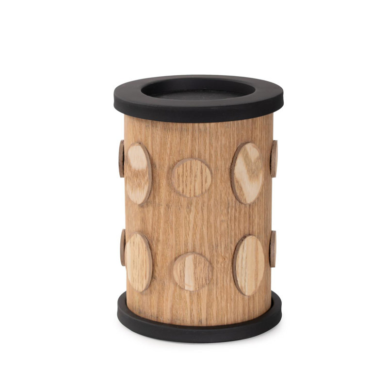 Robin Baron Winfield Wooden Candle Holder- Medium, 6" H x 4" W x 4" D