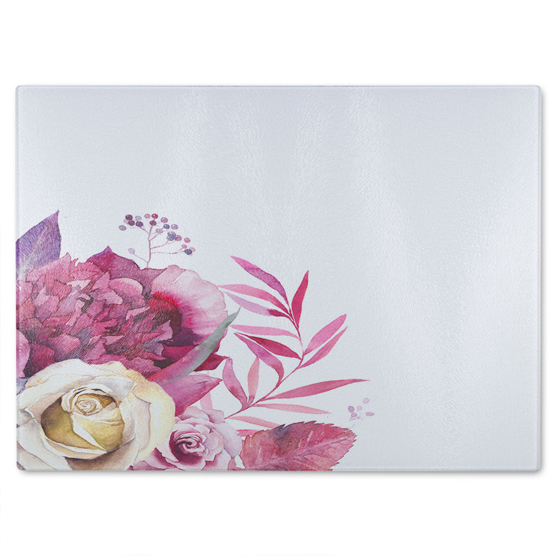 Floral Glass Chopping Board, 40cm L x 28cm W
