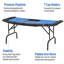 Poker Table Foldable, 72" Blackjack Table for 7 Players with Chip & Cup Holder, Blue Felt