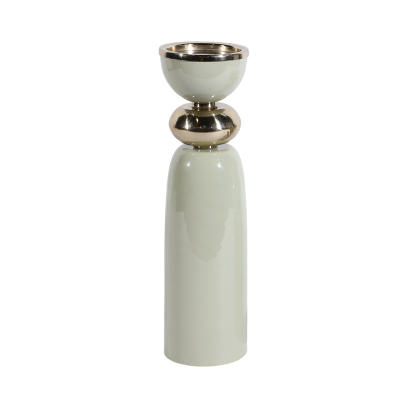Sagebrook Home 13X4" Curvy Taper & Pillar Holder, Green, 13" H x 4" W x 4" D, Green/Gold