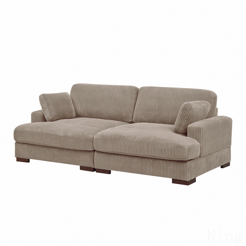 Large Seating Chaise Loveseat, Camel