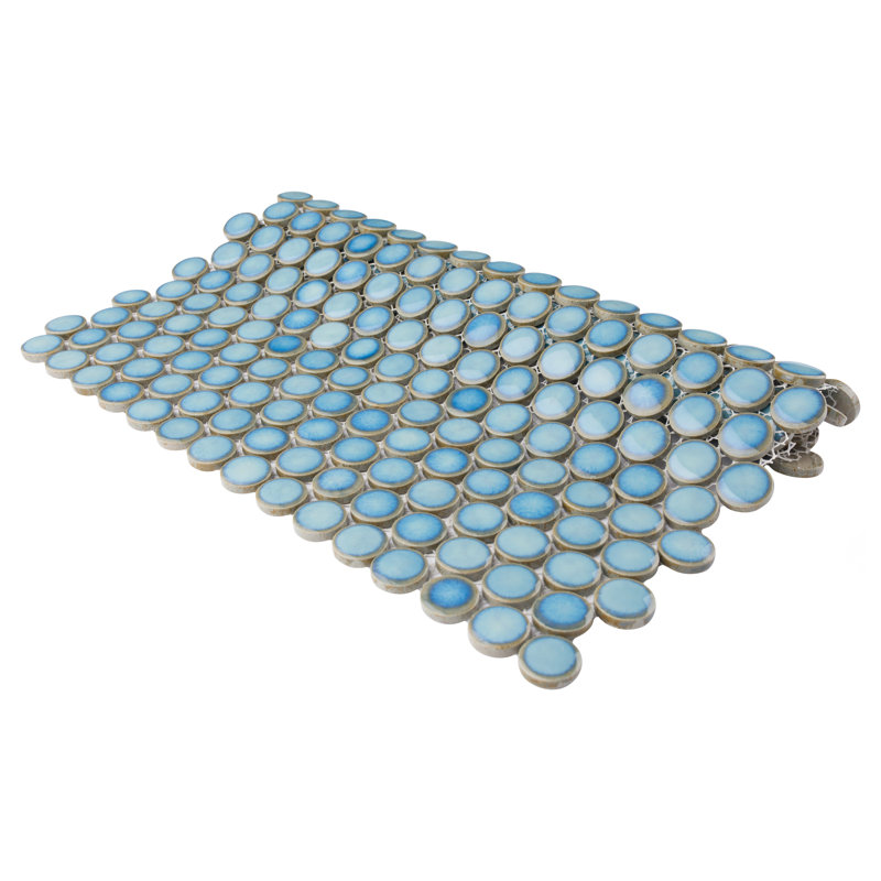 Hudson Penny Round .80" x .80" Porcelain Penny Round Mosaic Wall & Floor Tile, Marine