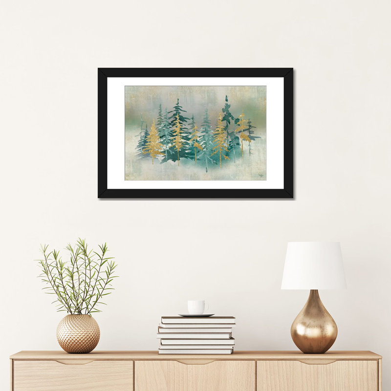 Forêt chatoyante - impression d'art mural - papier d'art encadré, H 16 po x l 24 po, Noir