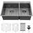 33"X22" 16 Gauge Gunmetal Black Double Bowl Drop In Sink 60/40 Configuration, 10" Deep Basins, - Crafted, Rear Drain, X Grooves For Quick Draining, Sound Reducing Pads, Condensation Spray, Comes With