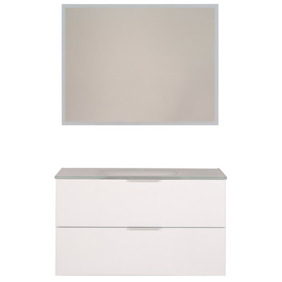 35.4'' Single Bathroom Vanity with Glass Top
