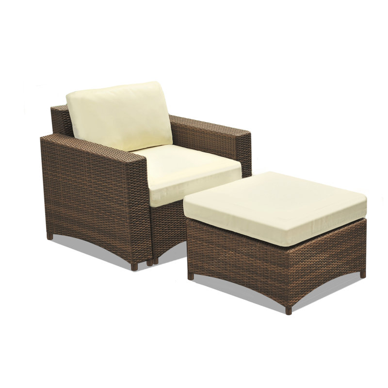 Defranco Wicker Outdoor Lounge Chair with Ottoman