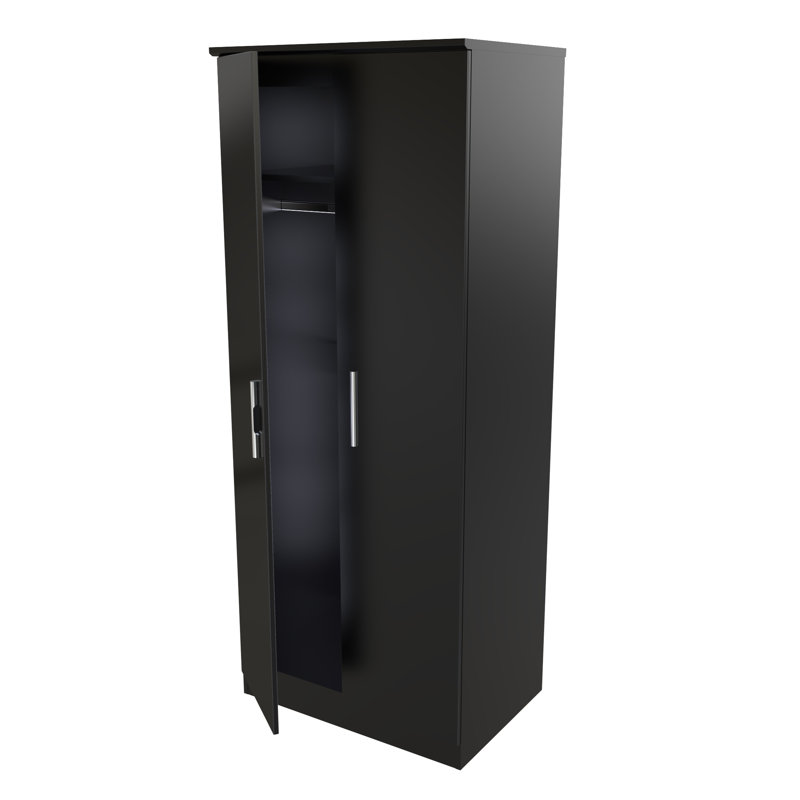 Bhaga Manufactured Wood Wardrobe, Black Matt