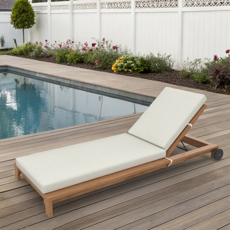 Outdoor Sunbrella® Chaise Lounge Cushion, 22" x 24"/24.5" x 52.5", Canvas Natural Sunbrella® Canvas