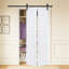 2 panneaux pliables de 84 po x 36 po Porte de grange coulissante en bois de noyer blanc avec ensemble de quincaillerie-132755222-132755259-132755273