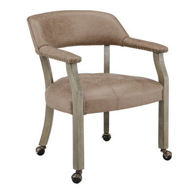 LUMERA Collection Swivel Tufted Arm Dining Chair Poker Chair Yellowish Brown