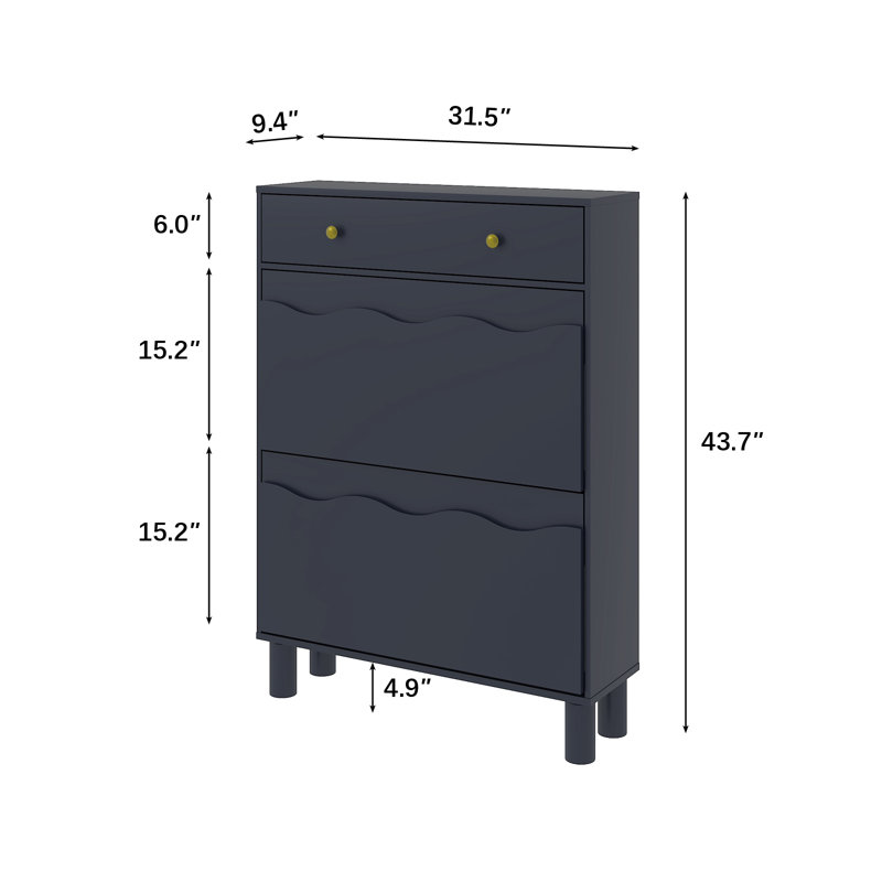 Armoire de rangement pour chaussures 24 tiroirs moderne avec tiroir, Bleu
