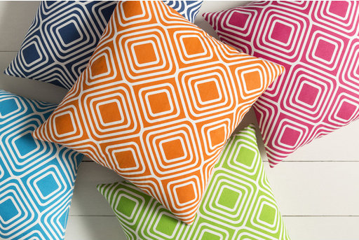 Ballina Geometric Down Throw Pillow, 18" H x 18" W x 4" D, Dark Blue