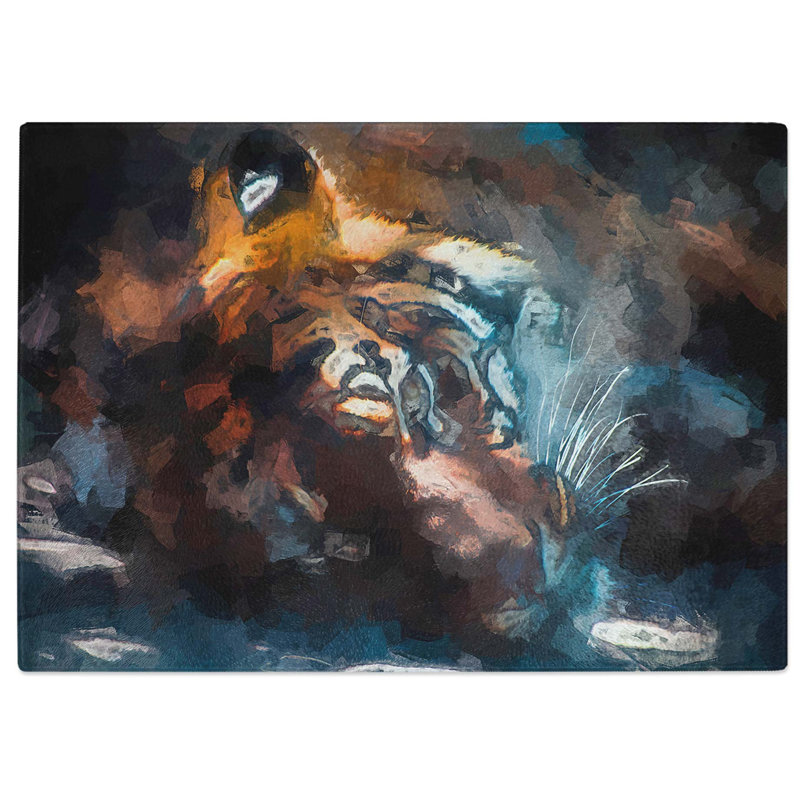 Tempered Glass Tiger in the Shade in Abstract Chopping Board, 28.5 cm W x 20 cm L