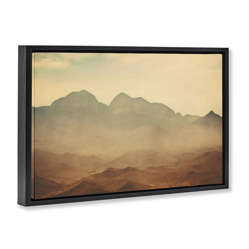 Hazy Desert Mountain Floating Frame, design by Creative Studio, Jet Black Floater Frame, 17" H x 25" W