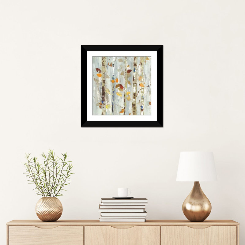 «Autumn Petals», impression sur toile tendue, H 16 po x l 16 po x P 1 po, Papier avec cadre noir, Blanc
