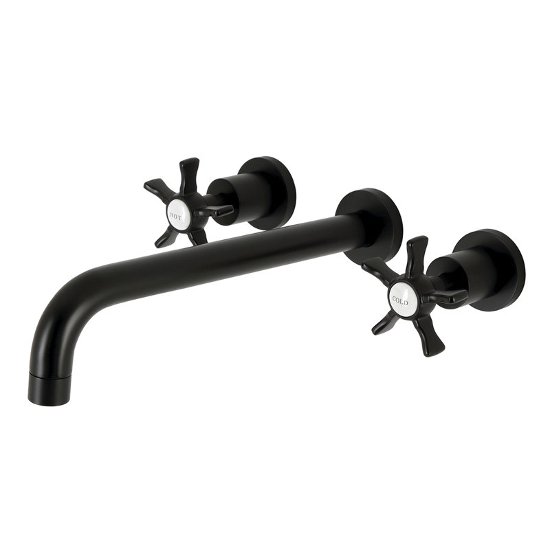Kingston Brass Hamilton Two-Handle 3-Hole Wall Mount Roman Tub Faucet, Matte Black