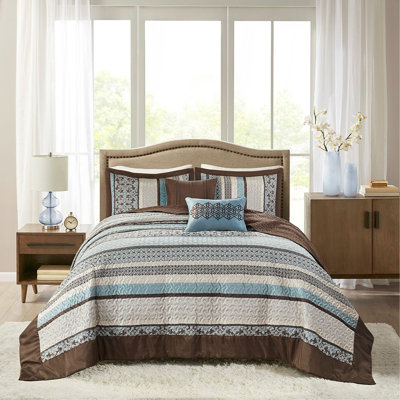 Ensemble de courtepointe 5 pièces en jacquard avec coussins décoratifs