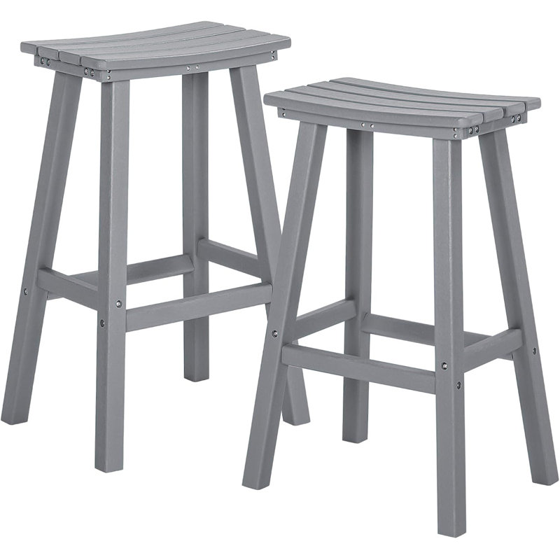Tabouret de patio, chaises de bar d'extérieur avec repose-pieds, 2, Gris